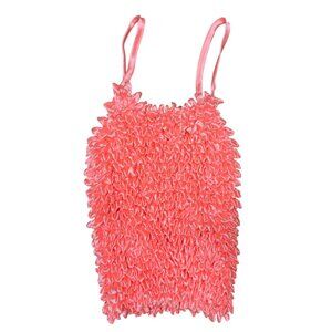 Shirred Coral Pink Sleeveless Tank Top For Girls womens one size fits most
